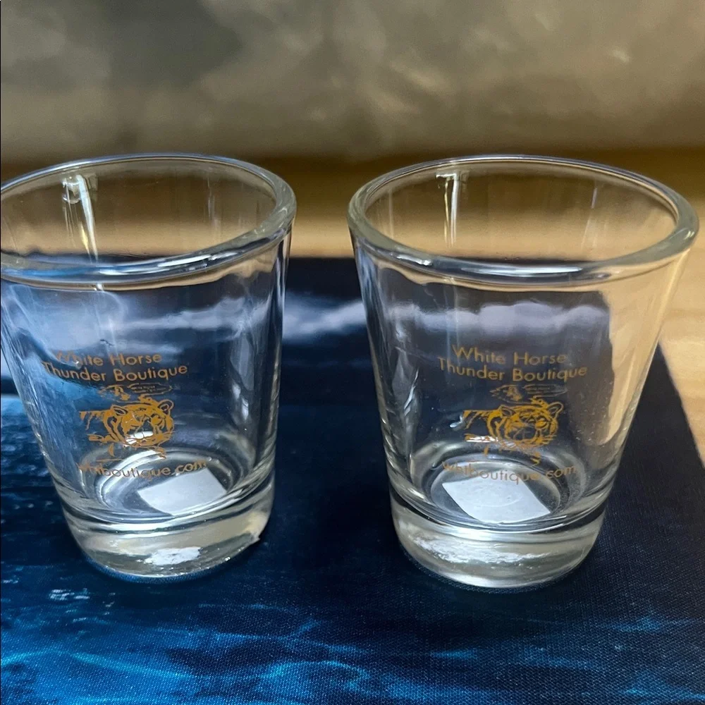 #0951** Thee Golden Tiger Art : Clear Shot Glasses Set by Julie Lee Nersinger..
